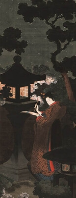 葛飾応為「夜桜美人図」